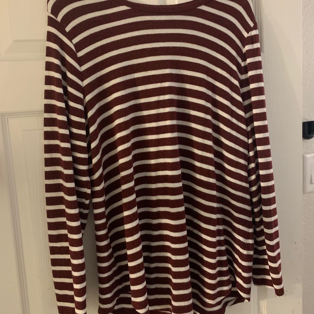 Maroon and white striped sweater